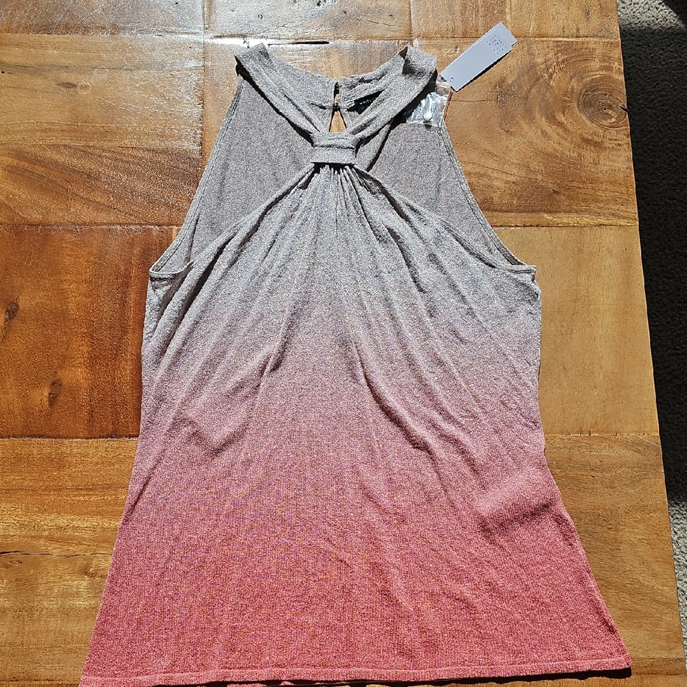 White House Black Market Coral and Gray Ombre Sleeveless Top